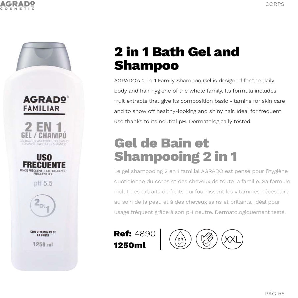 Agrado 2 in 1 Bath Gel and Shampoo 1,250ml